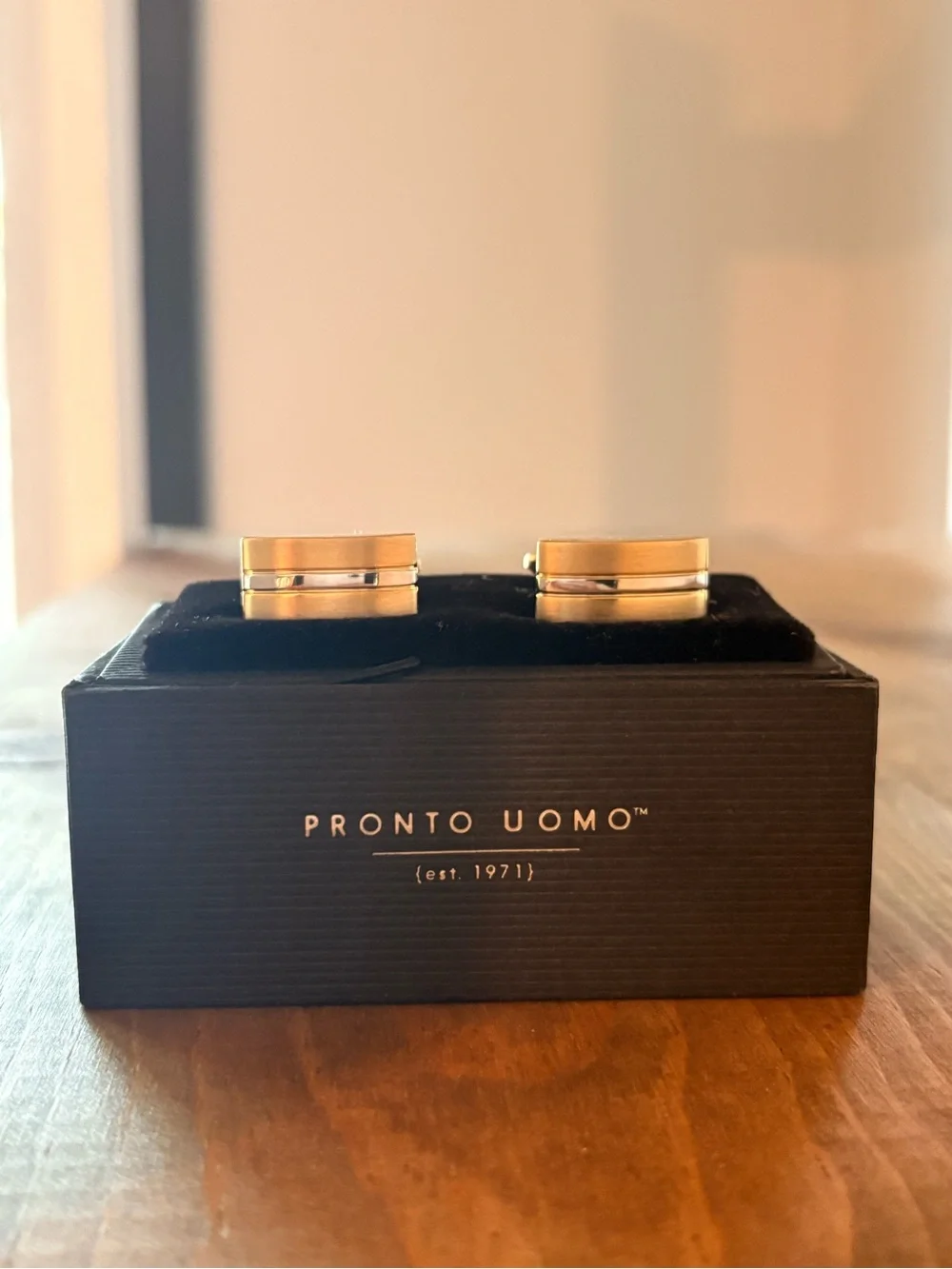 Pronto Uomo Gold Two-Tone Bar Cufflinks - Men's Accessories